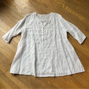 Eileen Fisher White Linen Tunic Top